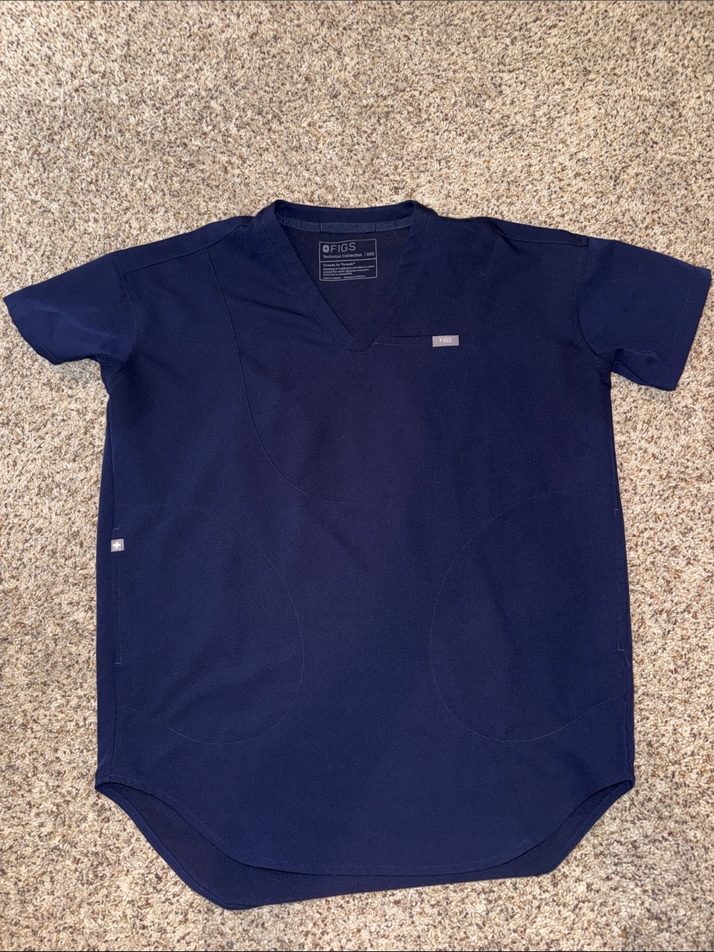 Figs Navy V-Neck Medical Scrub Top xxs